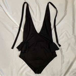 Zinke Peplum halter one piece swim sz Large